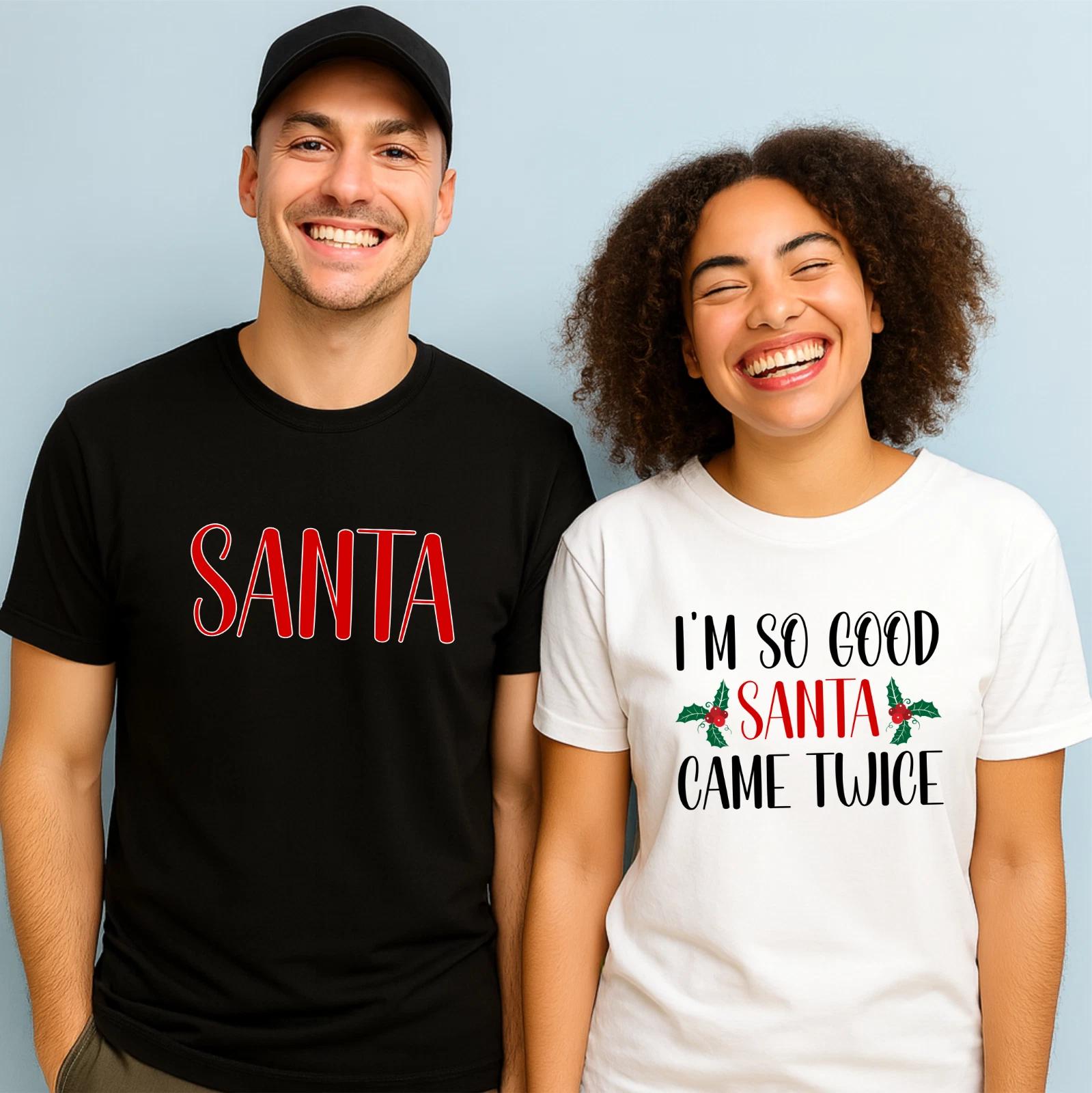 Christmas Santa Matching T Shirt, Couple Xmas Funny Cute Christmas Gift T Shirt M