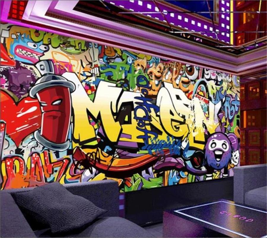 Fashion Letter Wallpaper 3d Graffiti Mural Bar Ktv Background Wall Living Room Bedroom Wallpaper