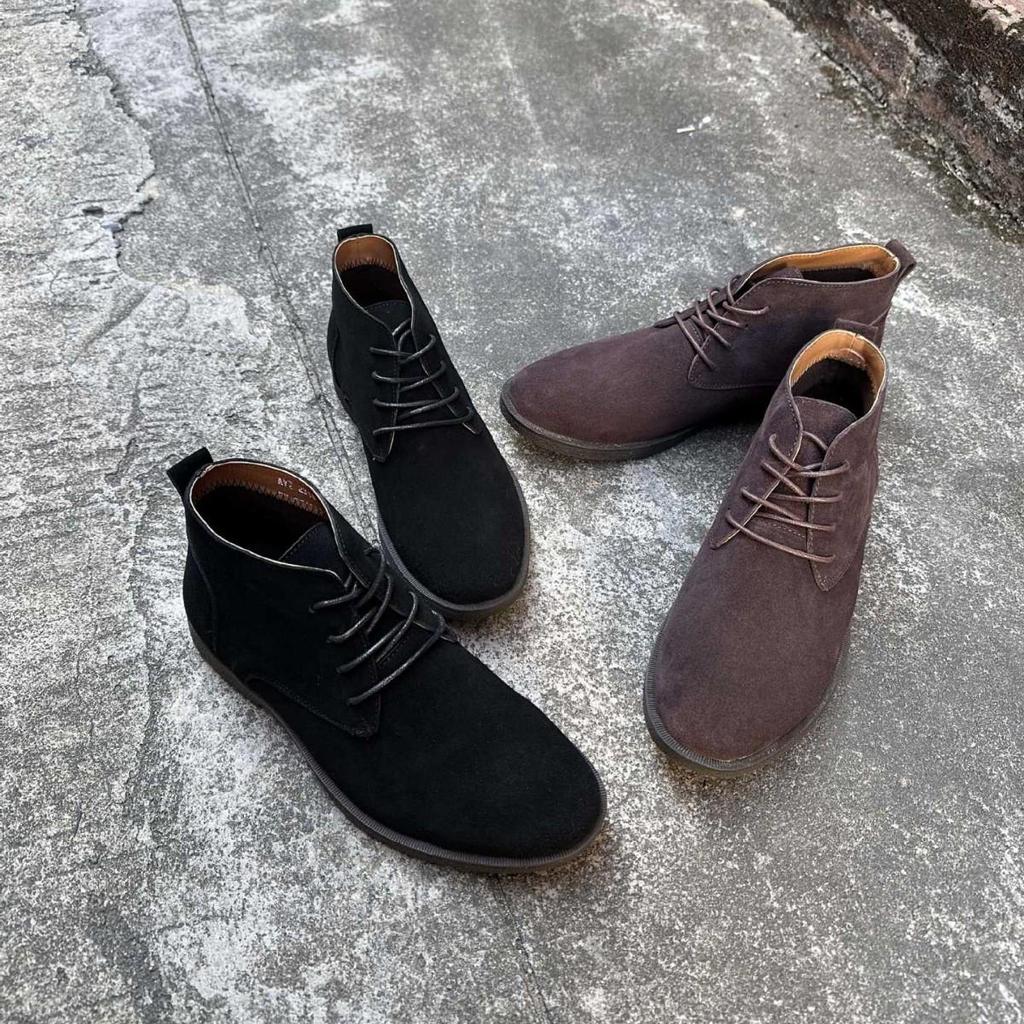 Men's Frosted Leather Suede High-Top Desert Boots