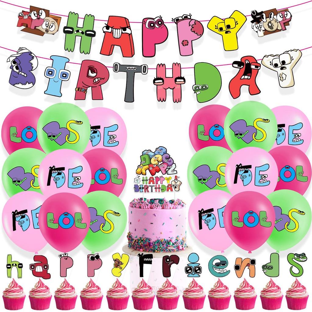 Magical Alphabet Lore Theme Balloon Pull Flag Set Birthday Party Decor Decorations Supplies