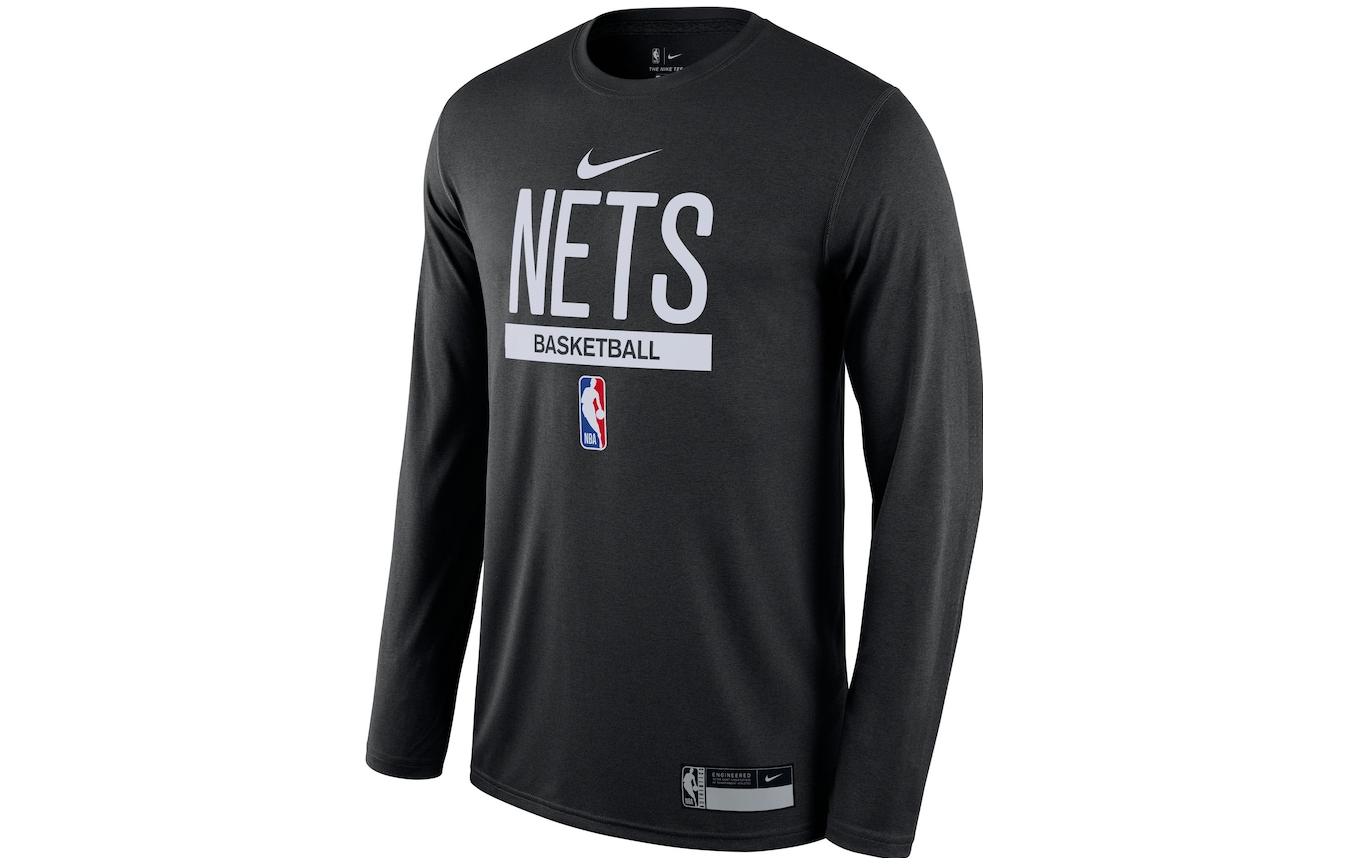 Nike Nba Brooklyn Nets Team Logo Long Sleeve Dri Fit T shirt DR6504-010 L