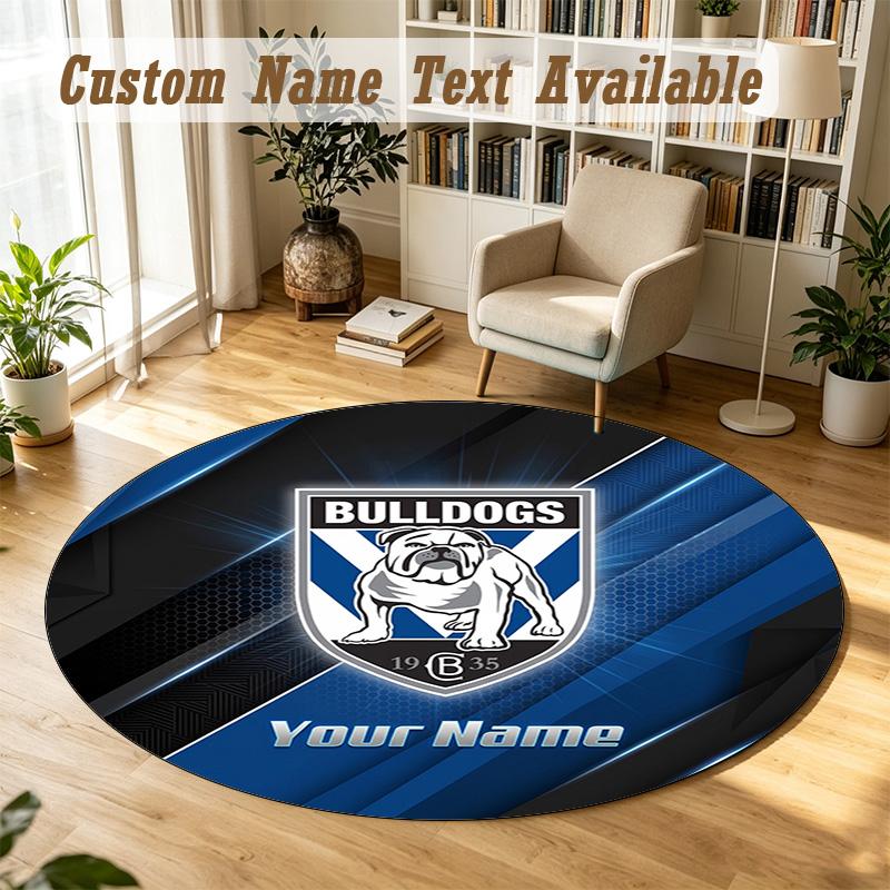 Round Rug Custom NameCanterbury-Bankstown Bulldogs Pattern Non Slip Carpet Home Floor Decor