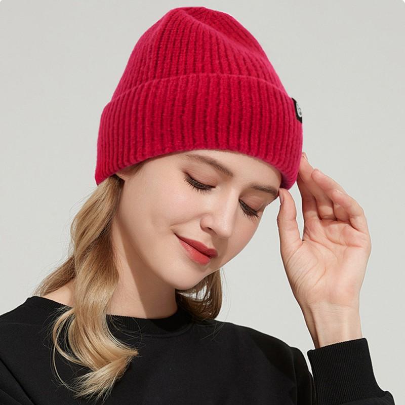Warm Knit Beanie Hat Winter Outdoor Use Thick Thermal Cap With Wide Brim Unisex One Size