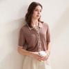 Zhaojun Linen Blend Polo Knit Short Sleeve Cardigan