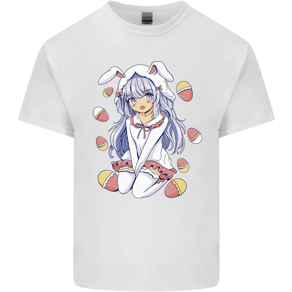 Easter Anime Girl With Eggs and Bunny Ears Unisexs Light Cotton TShirt