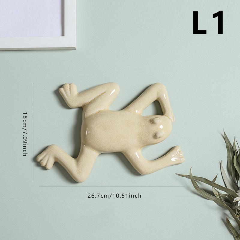 Nordic Style Ceramic Frog Wall Hanging Ornaments Living Room Background Display Crafts 3D Frog Wall Hanging Decoration