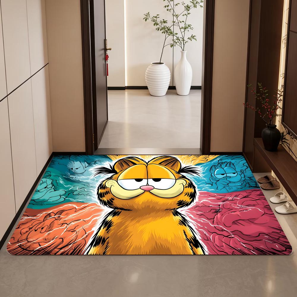Cartoon-G-Garfield Floor Mat Diatomite Bath Mat, Quick Dry Absorbent Non-Slip Door Mat