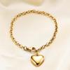 Pulsera de Corazón con Cadena O de Titanio, Simple y Versátil, Superficie Lisa, Opción de Logo Láser