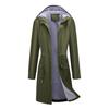 Long Informal Trench Coat Women's Anti-splashing Hooded Solid Color Top Striped Lining Straight Jacket