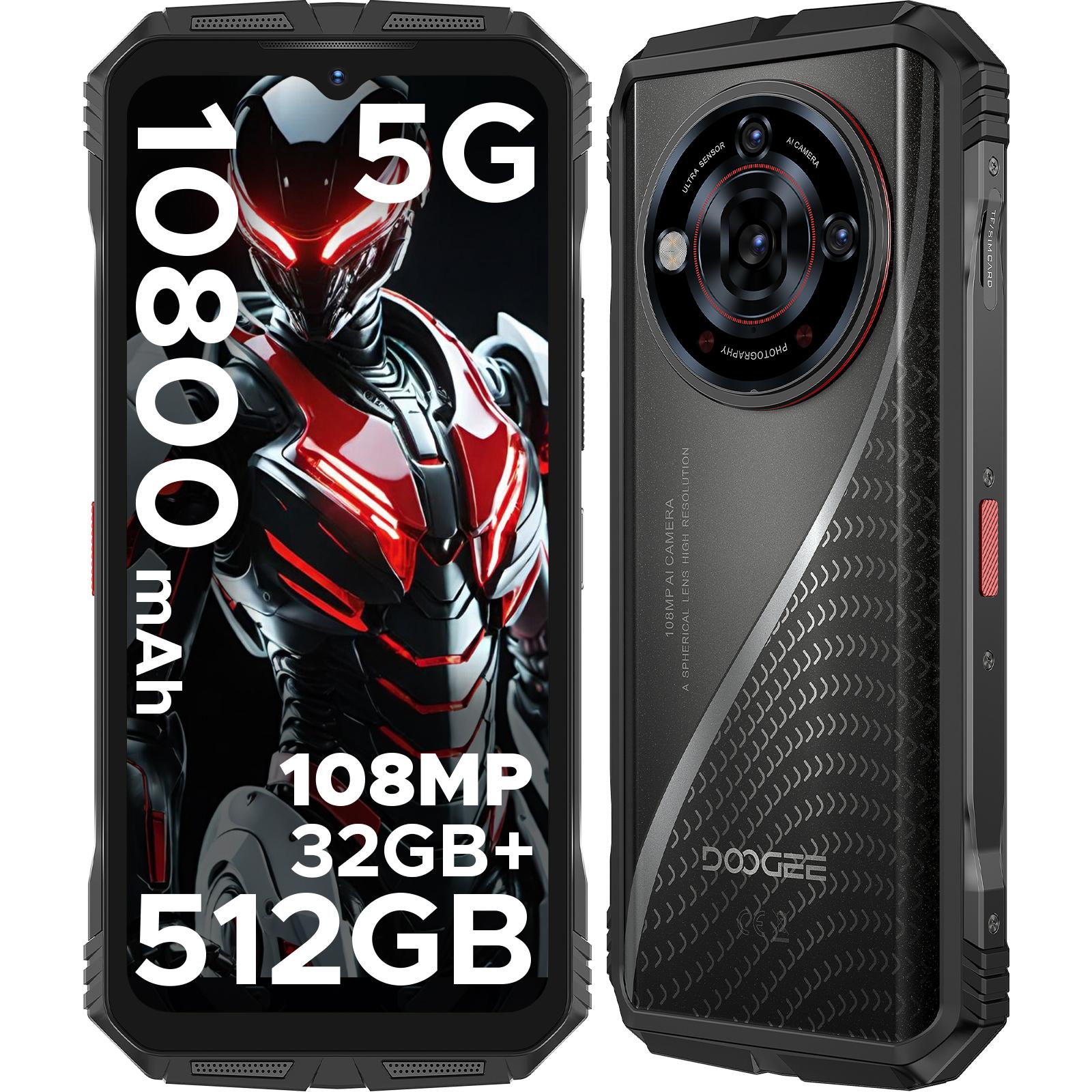 DOOGEE S118 PRO Robustes Smartphone 5G, 24GB+512GB(2 TB), 6,6 Zoll FHD+ 120Hz, 10800mAh/33W, 108MP+20MP Nachtsicht, WiFi 6/ Face ID/NFC silber