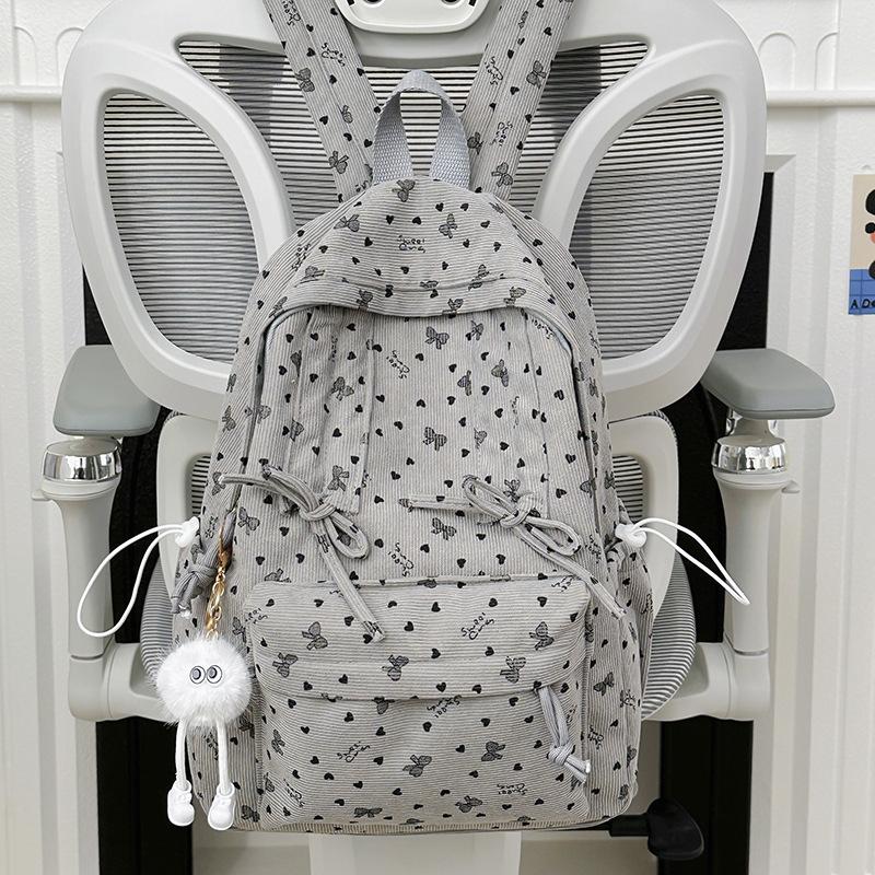 Schoolbag Corduroy Autumn and Winter New Large Capacity Backpack Student Class Commuter Versatile School Bag Going Out Travel Backpack Female