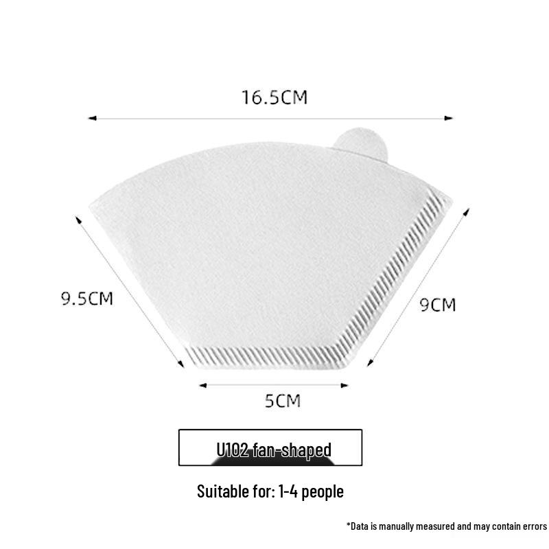 V60 Fan-shaped Raw Wood Pulp Coffee Filter, 100 Sheets, Hand Drip Disposable