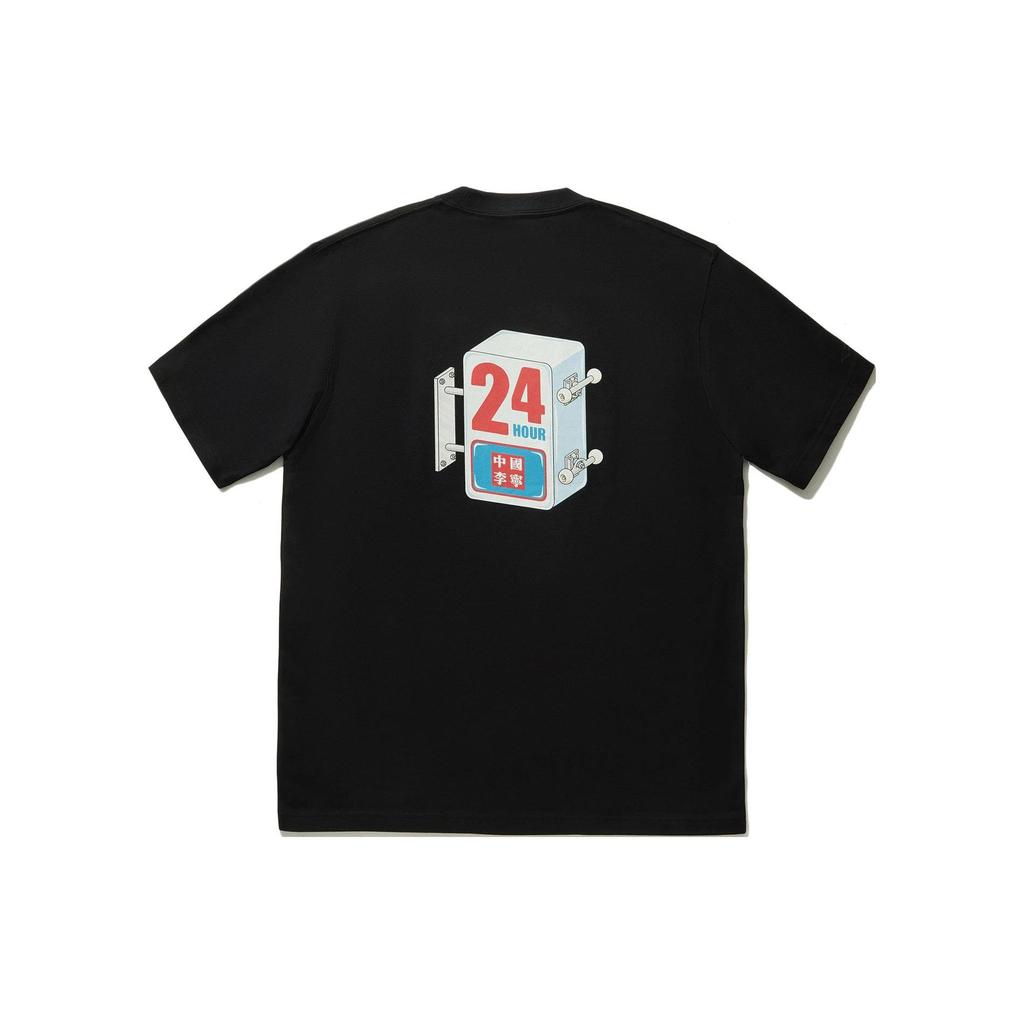 Li-Ning X Phil Hackett Printed Letter Crew Neck Loose Short Sleeve T-Shirt Unisex Tops Black AHSU213-5