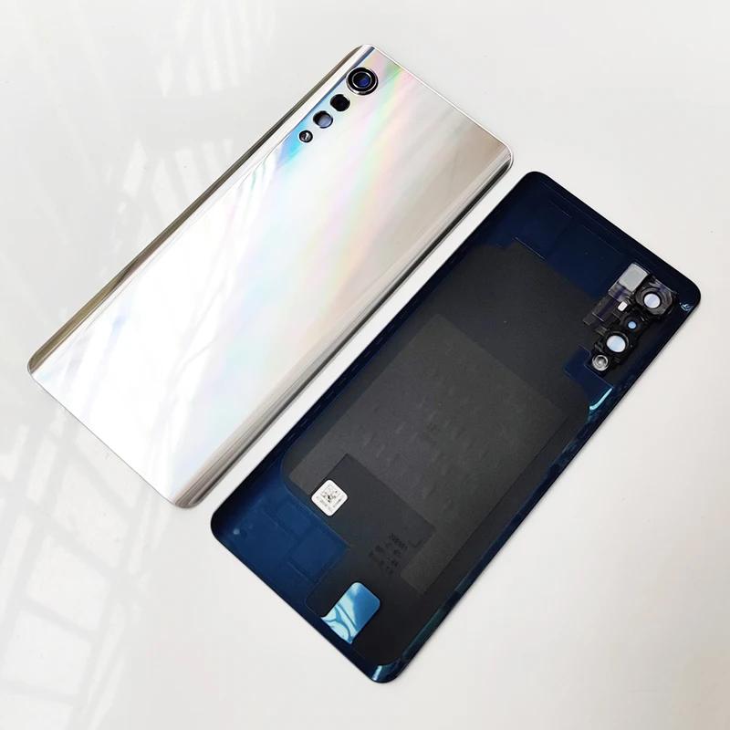 Für LG Velvet 5G A+ Glas Rückseite Gehäuseabdeckung Hinten LM-G900, Rückseitige Tür Ersatz Hart Akku + Kameralinse silber
