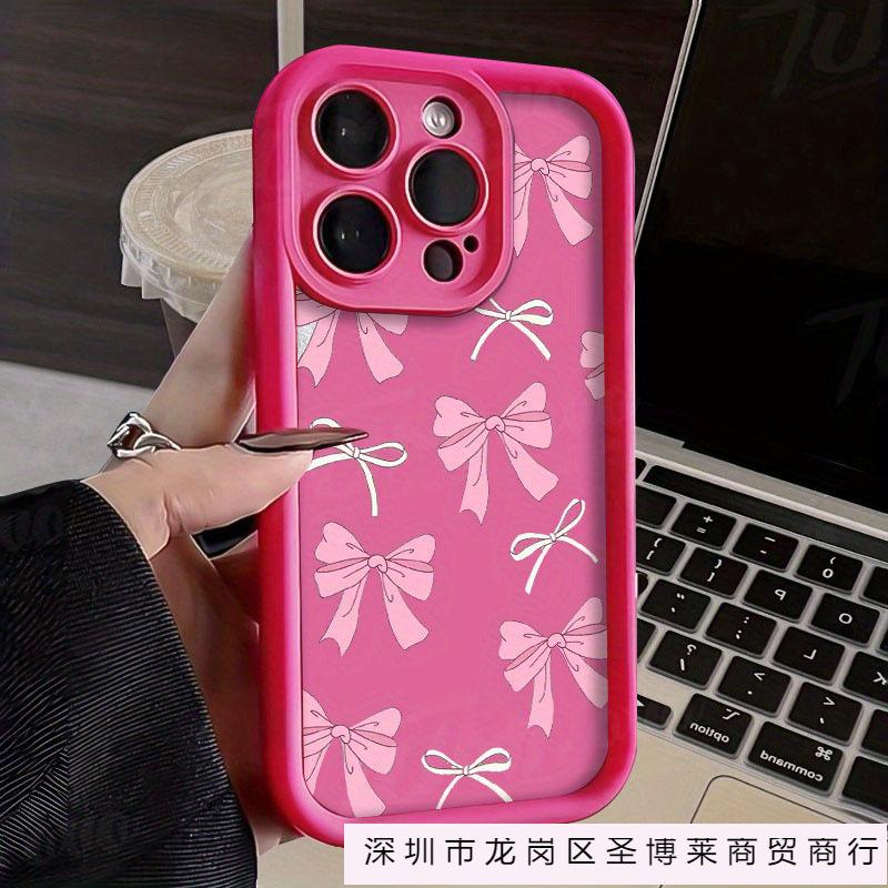 Pink bow for iPhone16Promax mobile phone case 15 anti-drop 14 Apple 13/12/11 case