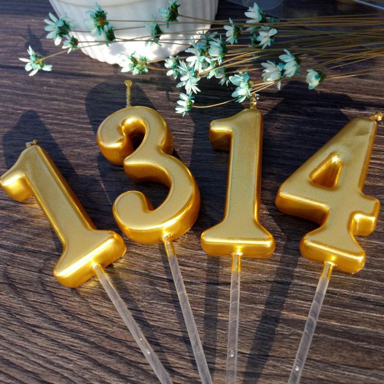 Ambient Golden Digital Candle Creative Birthday Cake Decoration for One Year 0-9 Birthday Candles