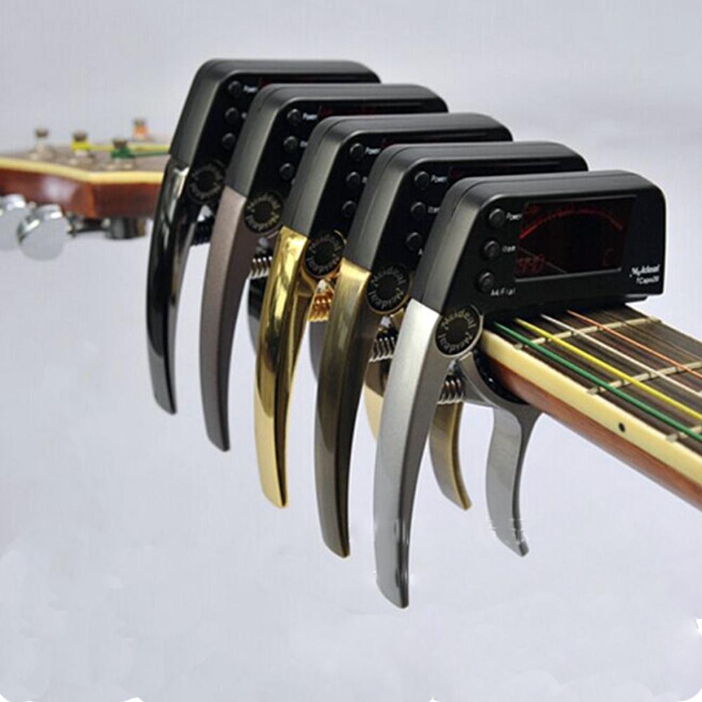 2-IN-1 Capo for Acoustic Guitar with Auto Tuner Instrument Quick Change Clip Lock On Folk Electric Guitar Bass Ukulele Chromatic