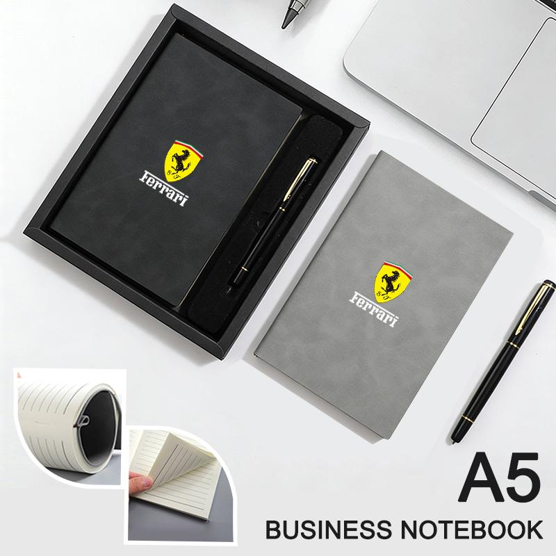 A5 Leather Business Notebook Pen Set Decorative Strip for Ferrari Series 296 GTB GTS Roma Purosangue 812 Competizione SF90 F8 HS6