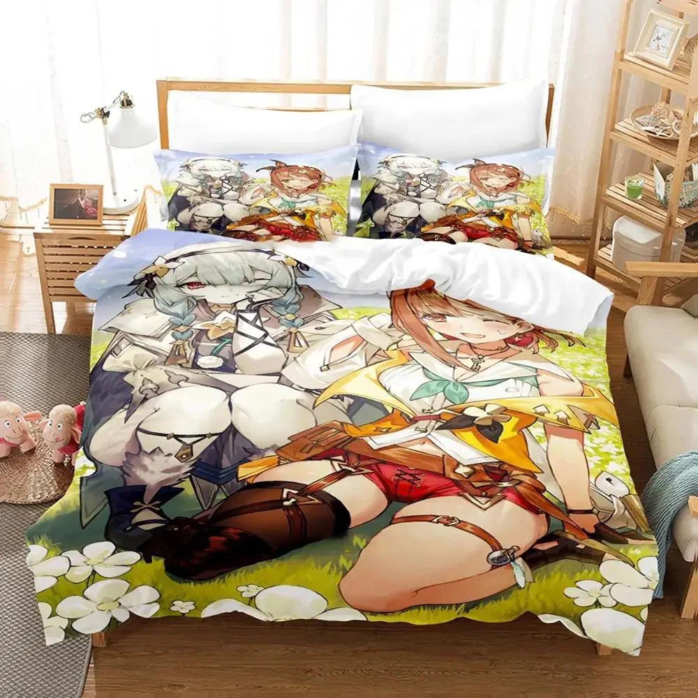 Anime Atelier Ryza Bedding Set Duvet Cover Bed Set Quilt Cover Pillowcase Comforter King Queen Size Boys Adult Bedding Set