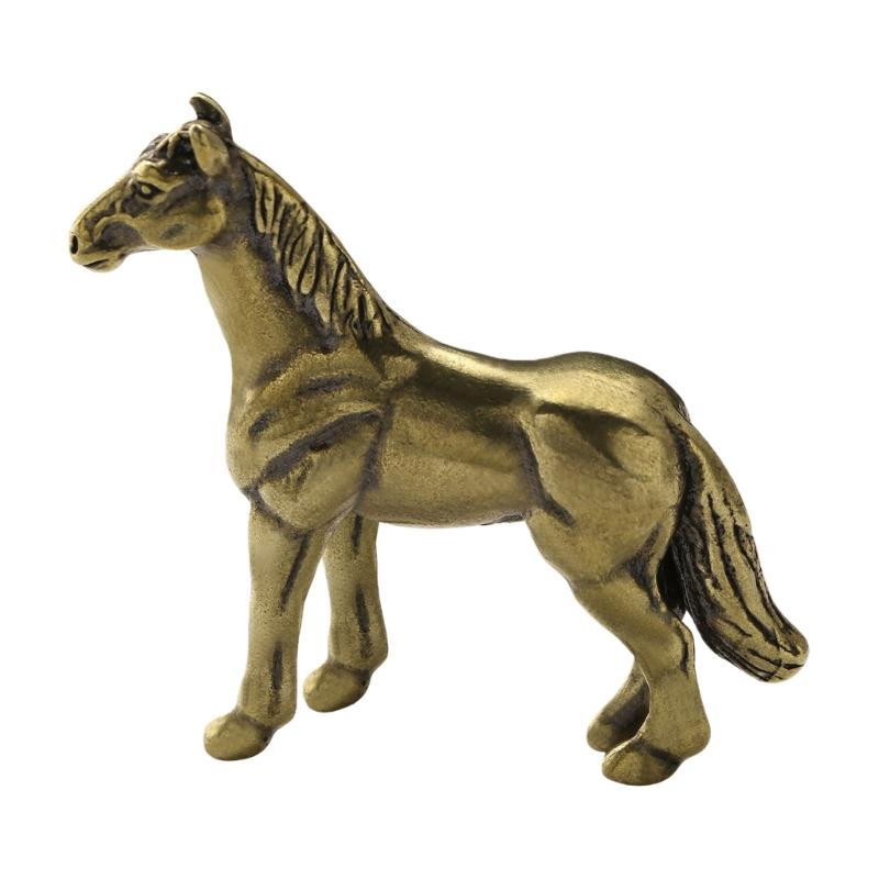 Antique Metal War Horse Statue Carving Traditional Chinese Fengshuis Home Office Decors Sculpture With Stable Base