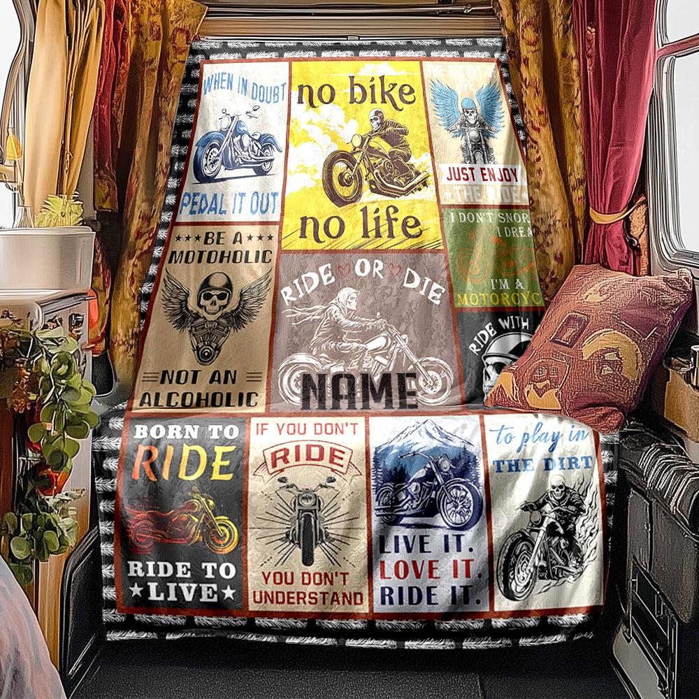 Motorcycle Lifestyle Posters With Inspirational Quotes Blanketcustomize Your Name Lightweight Comfortable And Stylish Blanket For Travel Bed Home
