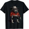 Cowboy Pug Dog Funny Western Outfit Red Pug Cowboy Meme T-Shirt