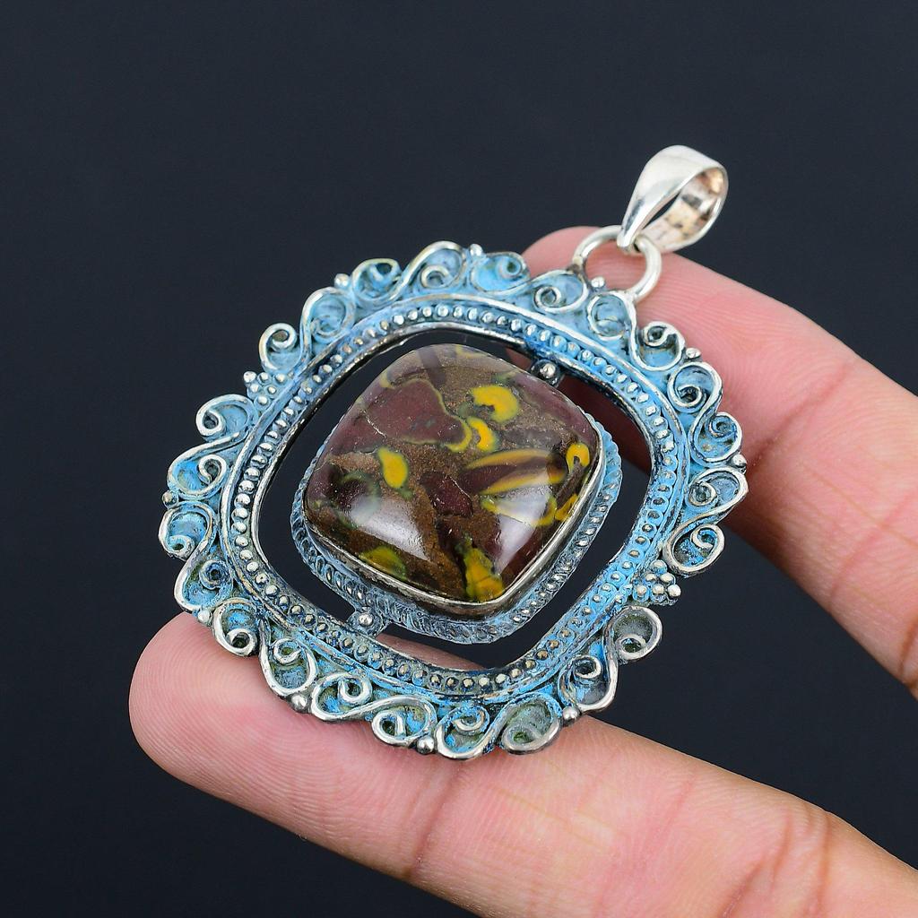 Fruit Jasper Stone 925 Sterling Silver Daughter Handmade Artisan Pendant Jewelry