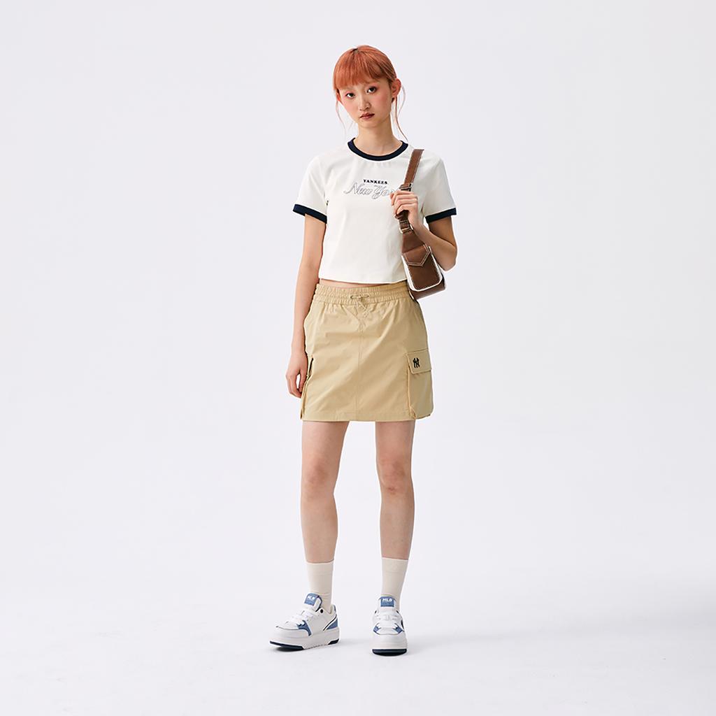 New MLB New York Yankees Basic Collection SS25 Cargo Short Skirts Women's Beige 3FSKB0153-50SAS