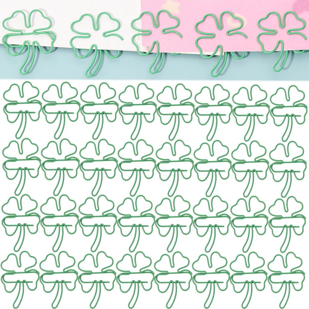 10-50 Stück Niedliche Glücksklee-Büroklammern Metall-Büroklammern für Lesezeichen Notizen Fotos Organizer-Clips Bindeklammer