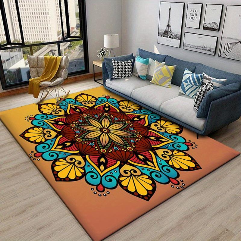 Floral Polyester Area Rug Multi-Color Non-Slip Carpet for Living Room & Bedroom Density Large Size Options Vibra