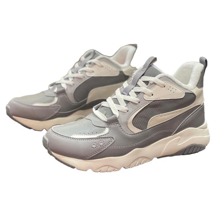 Li Ning Classic Shoes Textile, Leather Slip Resistant Abrasion Resistant Mid top Sports Casual Shoes Gray AGCS395-2