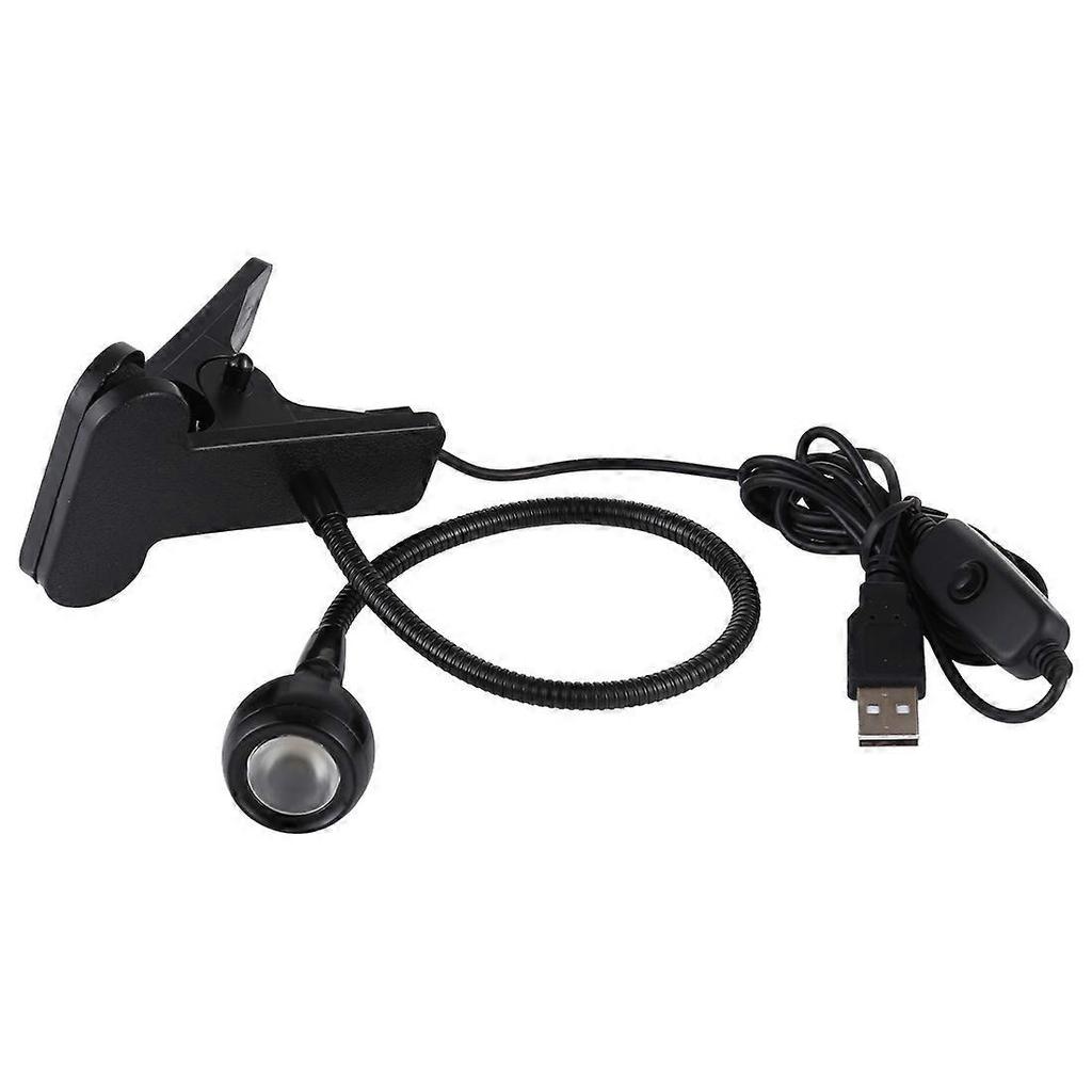 3W 360 Degree Rotation USB Metal Flexible Neck Warm White Light LED Light with Switch & Clip(Black)