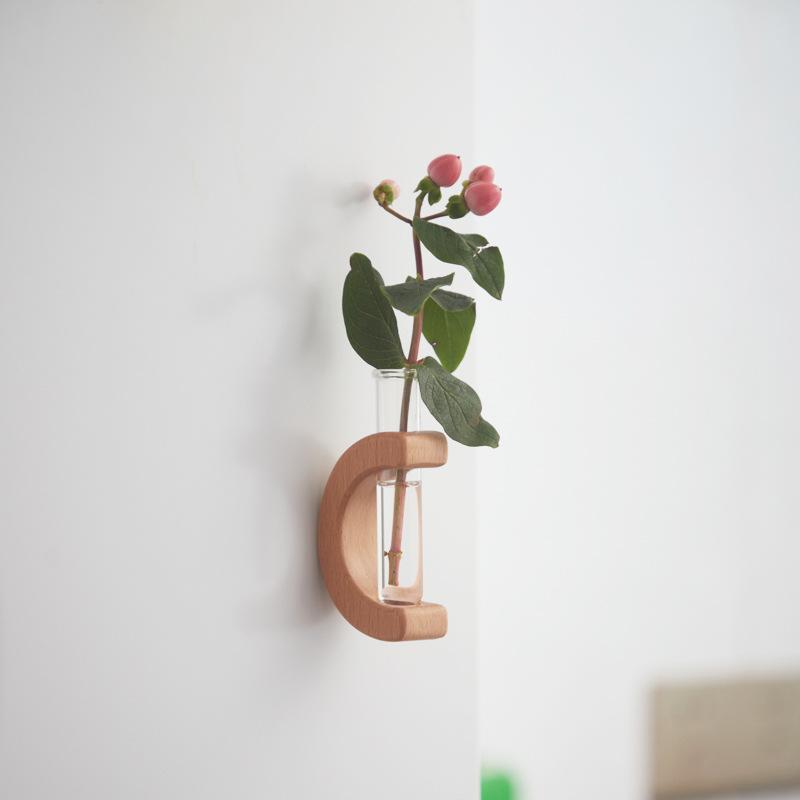 Massivholz-Vase Magnetischer Kühlschrankaufkleber Kühlschrankmagnet DIY Dekorationen Magnetischer Nachrichtenaufkleber Grüne Pflanze auf Küche Geschenk