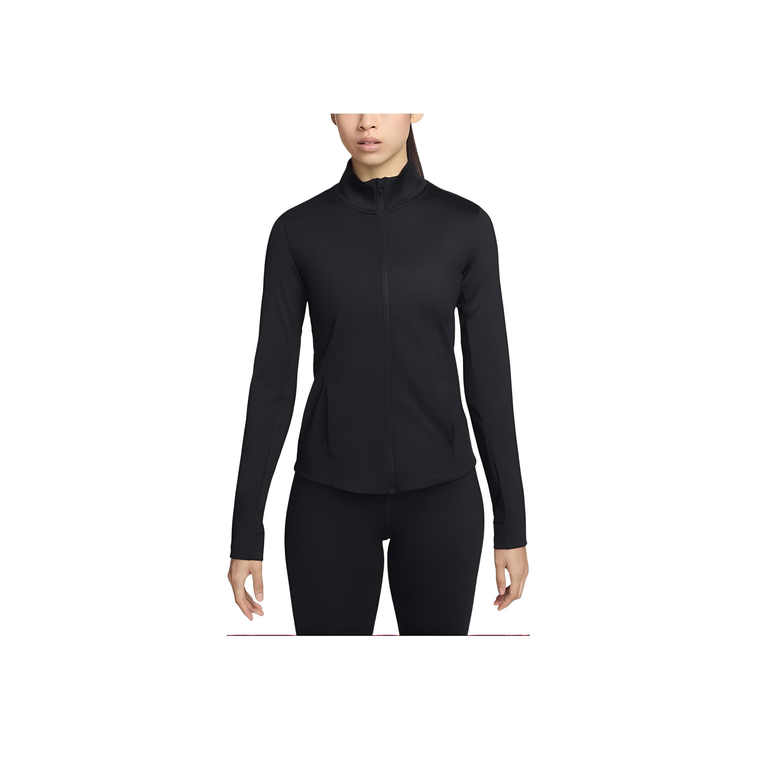 

Nike Dry Fit Solid Color Casual Comfortable Quick-Dry Versatile Stand Collar Long Sleeve Jacket Women jackets Black FV7952-010 XL