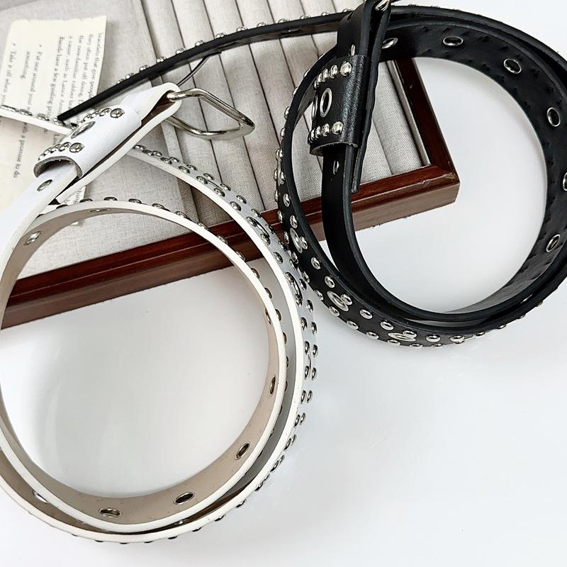 American Retro Leather Rivet Belt with Unique Design and Cool Style Waist Chain