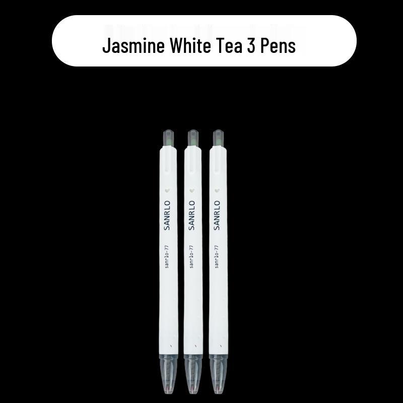 Jasmine Green White Tea Click Pen - Stylish, Quick-Drying Black Gel Pen for Students, 0.5mm