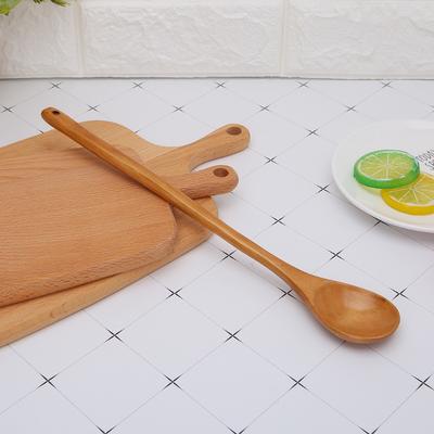 Long Handle Wooden Spoon Soup Kitchen Utensil Coffee Tea Table Scoop Cutlery
