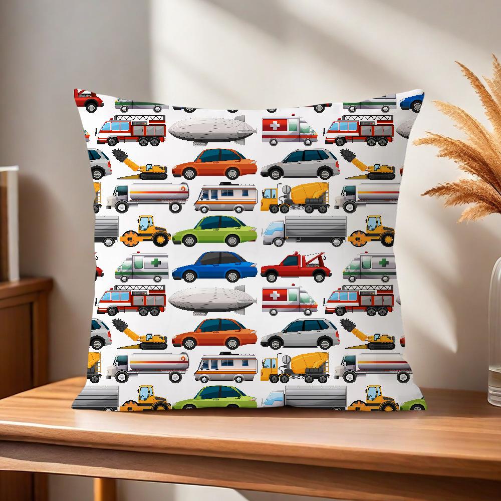 ART Transportation Cars Truck Boat Racing Soft Pillow Case for Sofa Living Room Home Office Decor Protective Covers Without