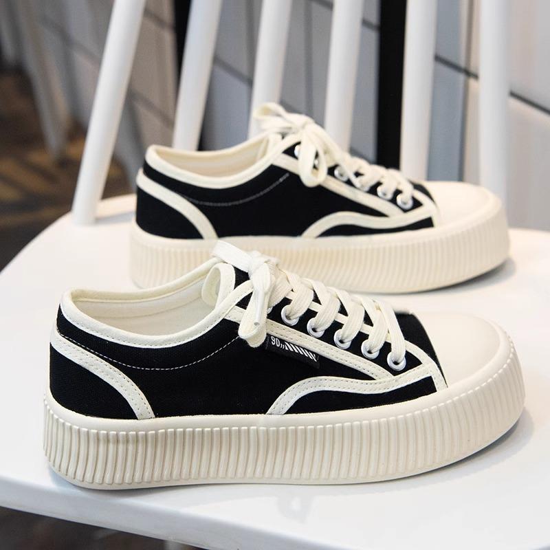 Platform Canvas Biscuit Shoes Women's Shoes Spring and Summer 2025 New Muffin Versatile Sports and Leisure Little White Shoes Board Shoes
