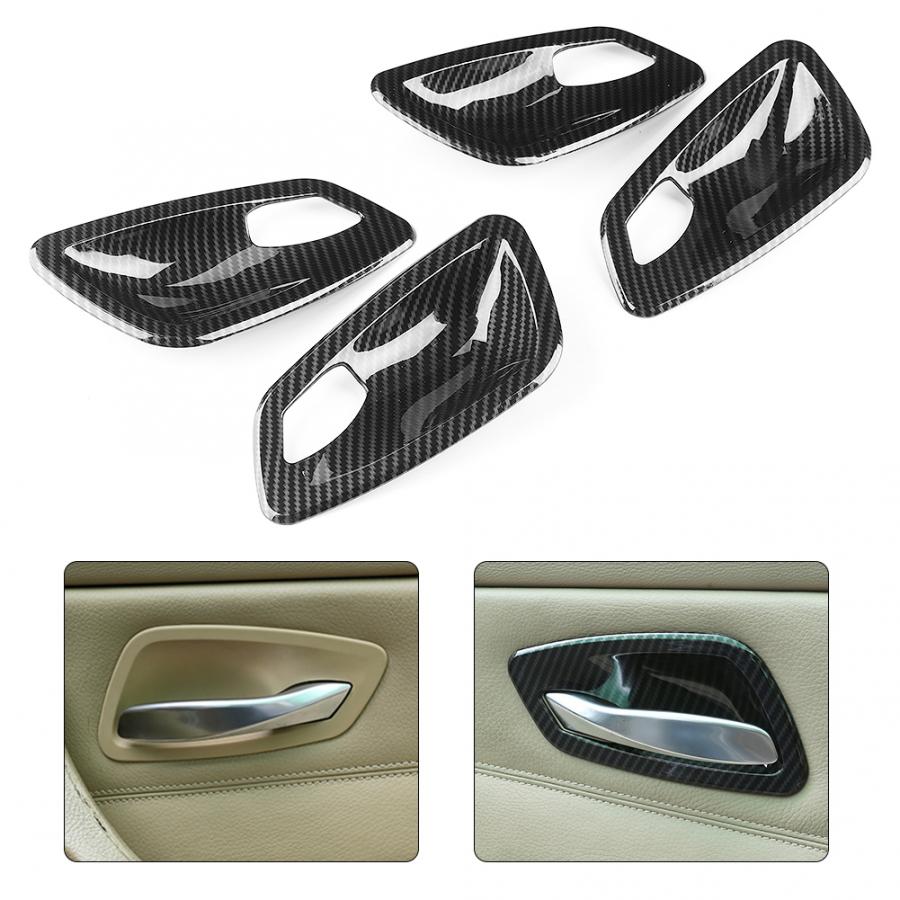 Capac de acoperire pentru mânerul ușii interioare pentru BMW E90 Seria 3 2005 2006 2007 2008 2009 2010 2012 4 buc fibră de carbon
