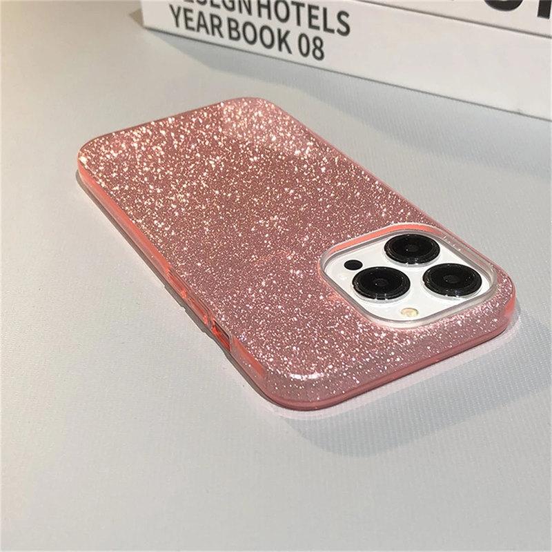 Glitter Bling Gradient Hard PC Thicken Case For iPhone 11 12 13 14 15 Pro Max Mini 7 8 Plus X XR XS SE Shockproof Bumper Cover