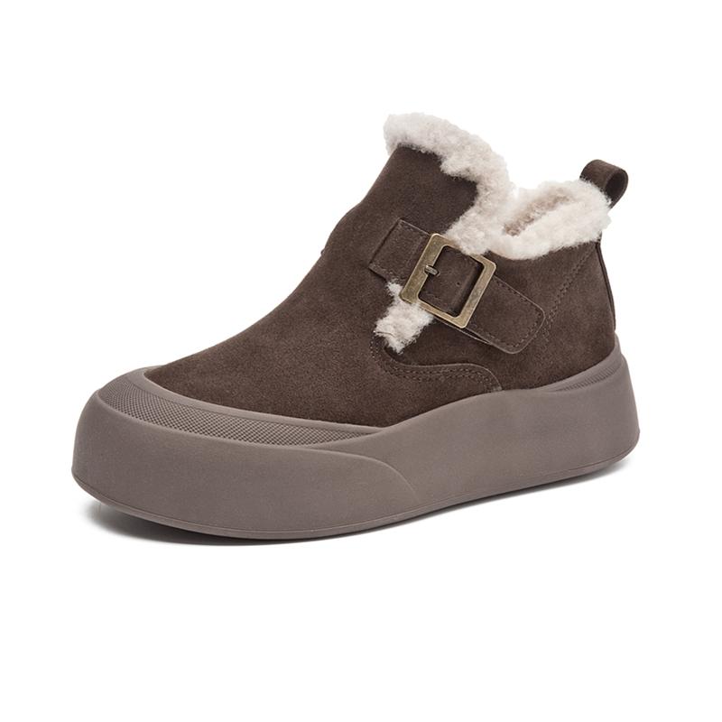

Жіночі зимові черевики з натуральної шкіри 2025 Нові флісові теплі товсті жіночі ботильйони великого розміру Жіночі черевики 41 коричневий