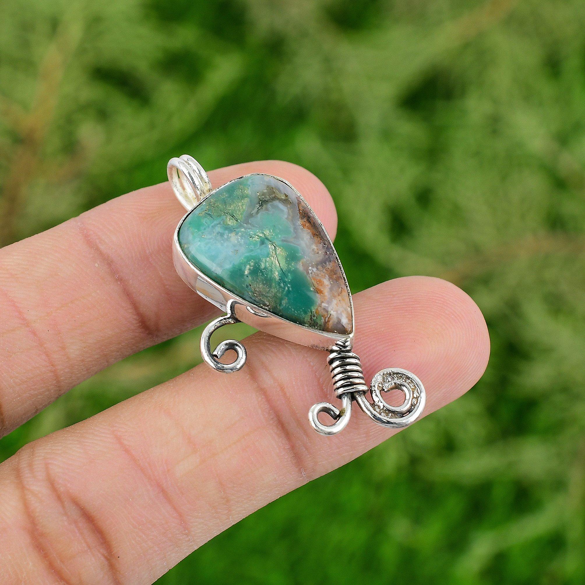 

Brazilian Chrysoprase Pendant 925 Sterling Silver Pendant Gemstone Pendant Handmade Latest Design Pendant Gifts For Him