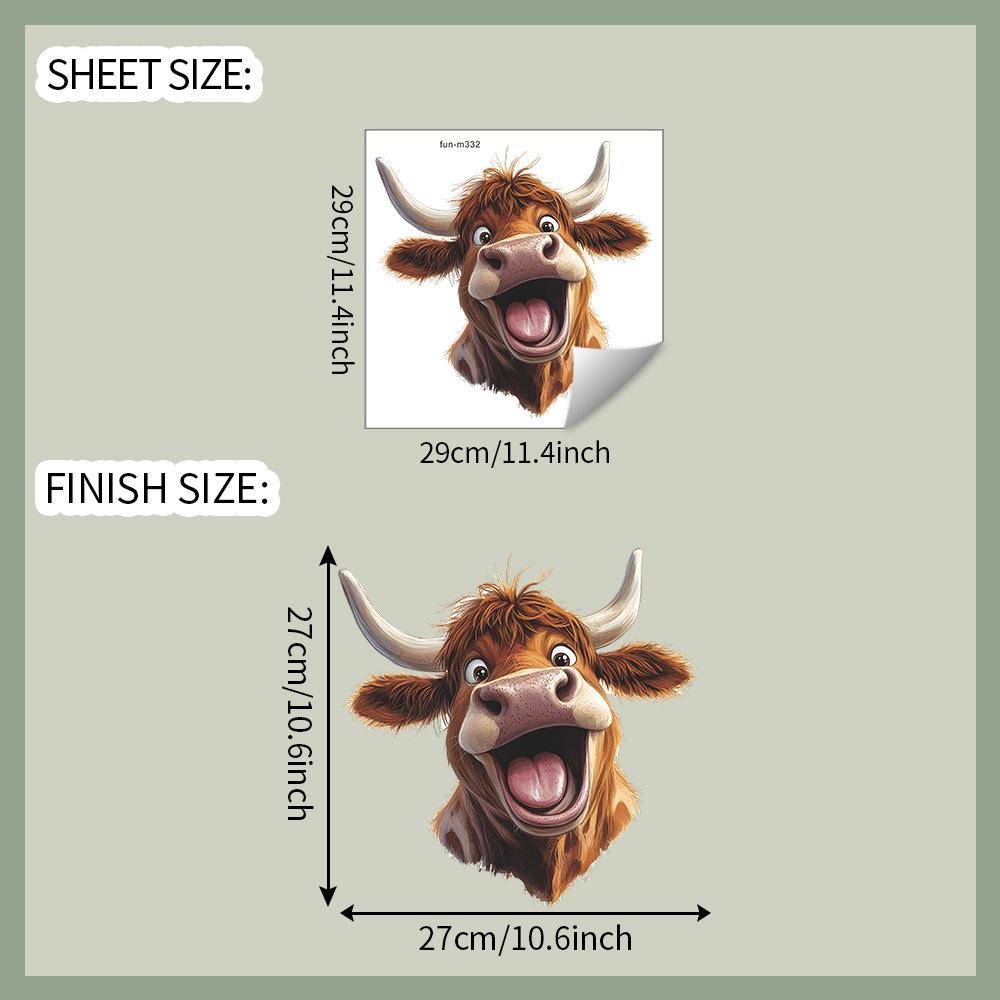 Creative Laughing Bull Head Toilet Seat Sticker Bathroom Decor Humorous Removable Waterproof Decal