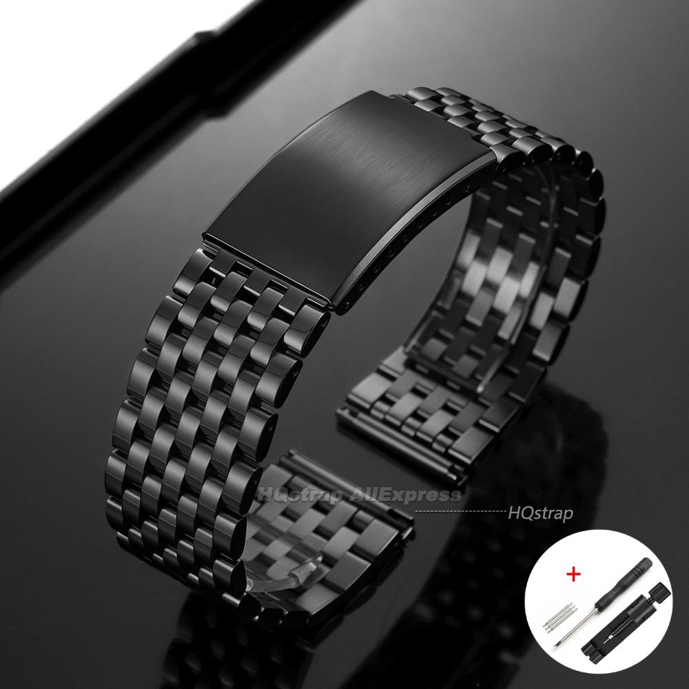 Premium Stainless Steel Watch Strap 20mm 22mm Universal Bracelet Metal Folding Buckle Business Replacement Wristband Accessories
