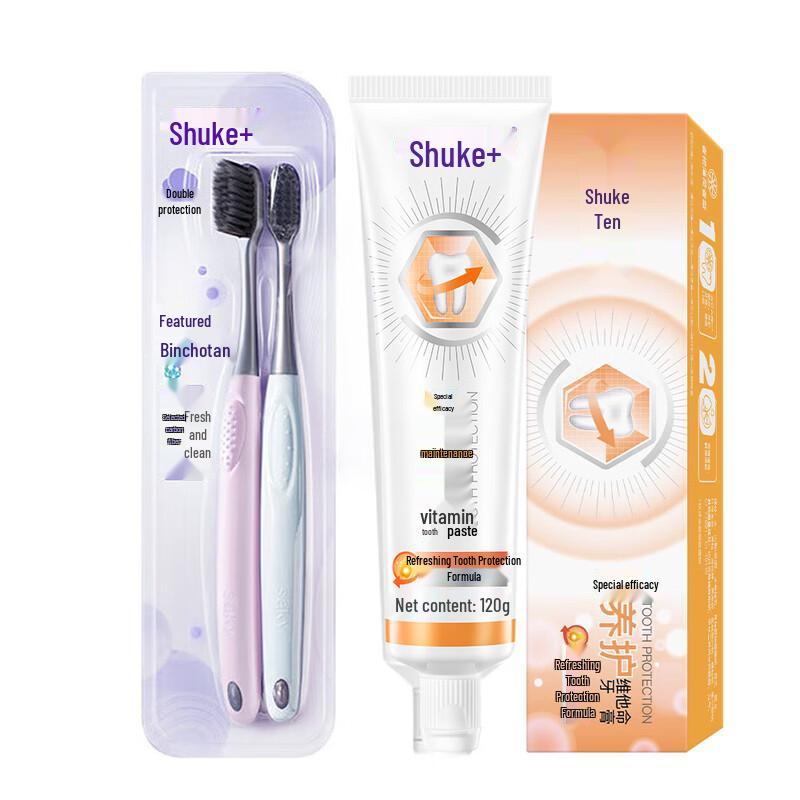 Shuke Oral Care Set: Vitamin C Toothpaste & Gum Care Toothbrushes