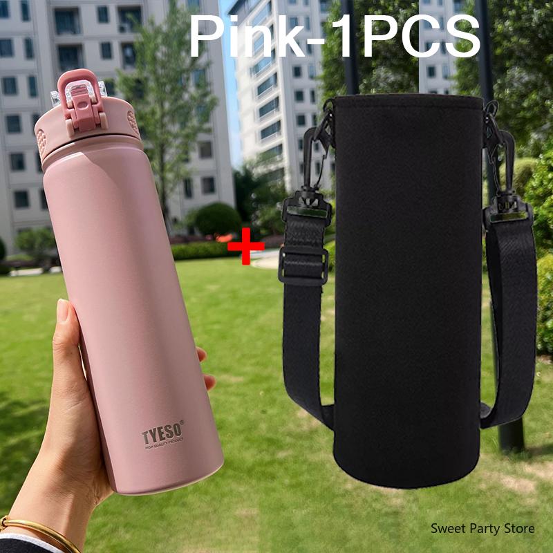 Tyeso 600/750ML Stainless Steel Vacuum Flask With Straw Car Thermal Cup Sports Water Bottle Travel Insulated Cup Thermal Mug