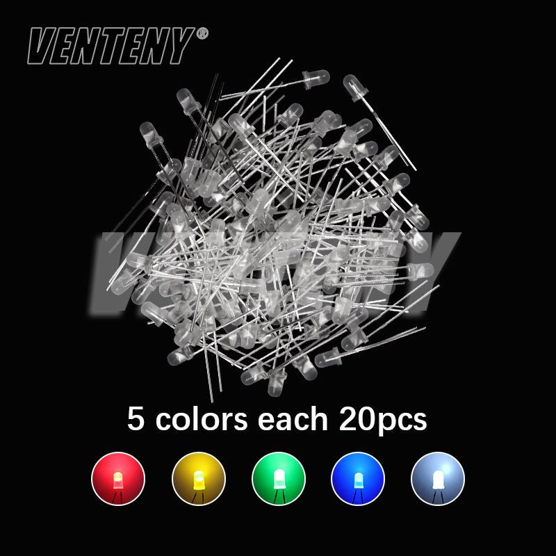 3mm 5mm LED dioda Různé velikosti Sada Bílá Zelená Červená Modrá Žlutá Oranžová F3 F5 LED diody Světelné diody Elektronická sada vzorků