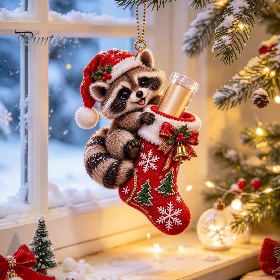 Gift Idea for Grandchildren Christmas Cute Animal Cash Ornament, 2D Flat Squirrel Fox Rabbit Dog Raccoon Teenagers Money Holder Acrylic Xmas