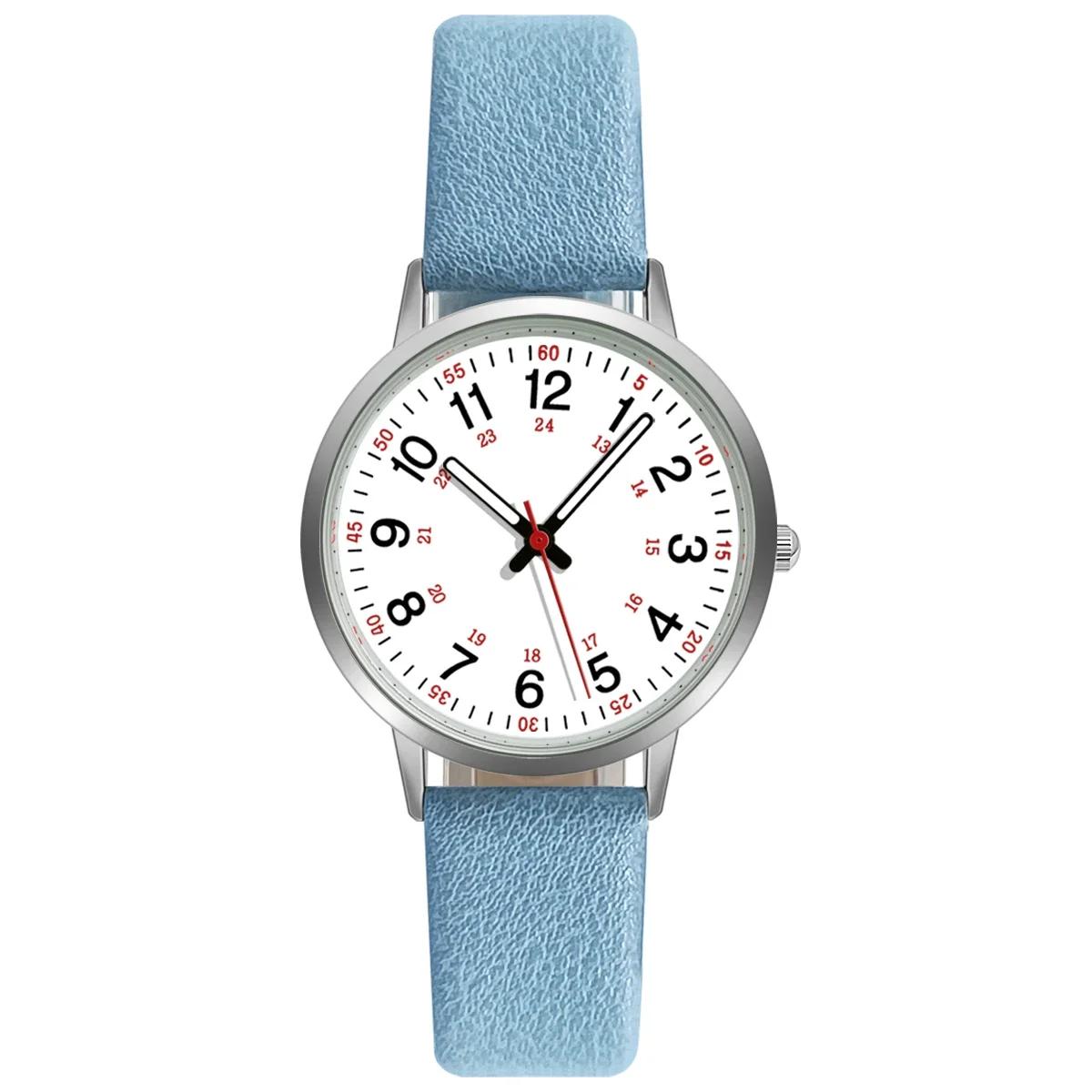 

Casual Women Luminous Watch Fashion Casual Leather Belt Watches Simple Ladies Small Dial Quartz Clock Dress Wristwatches Reloj небо синє кольору